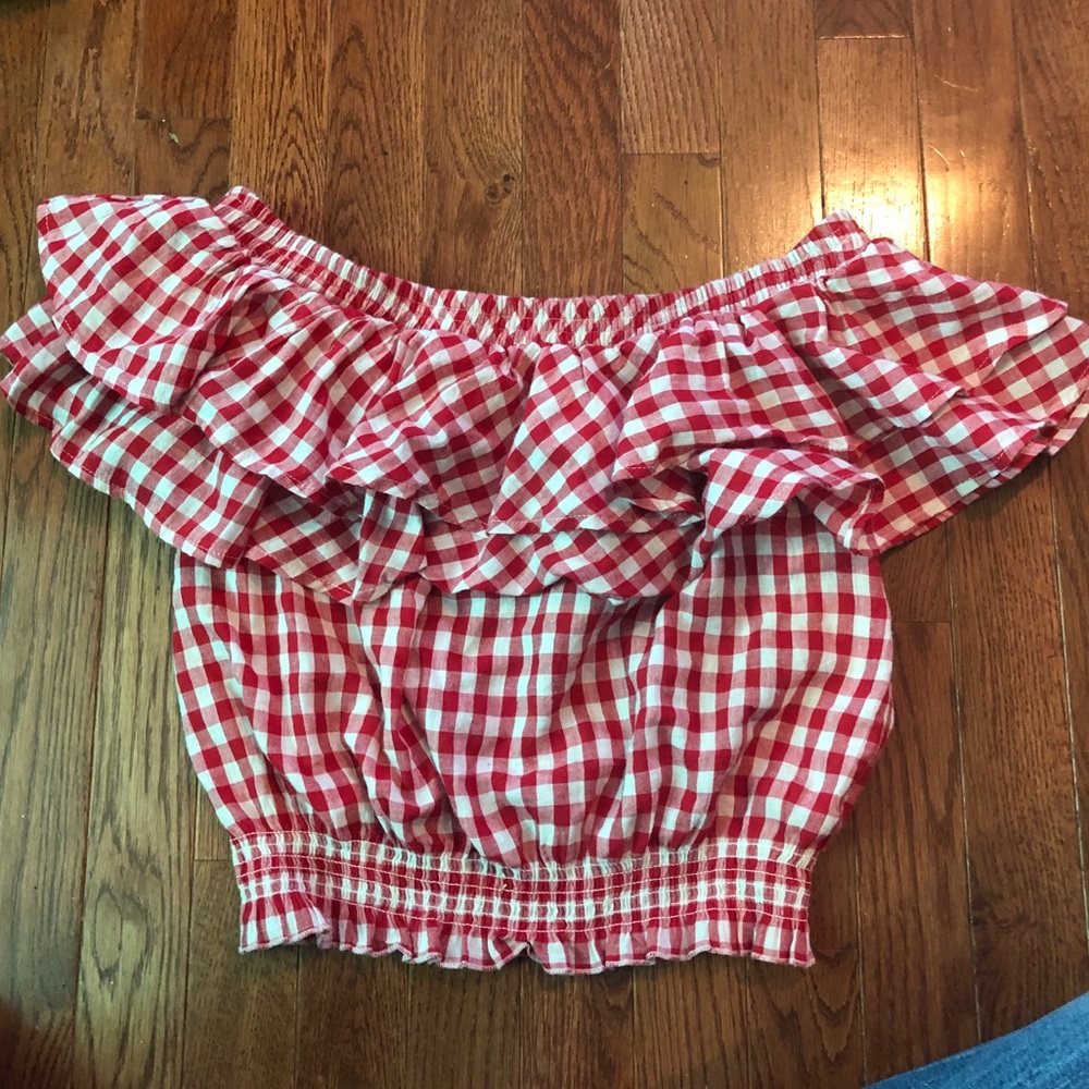 Gingham ruffle top